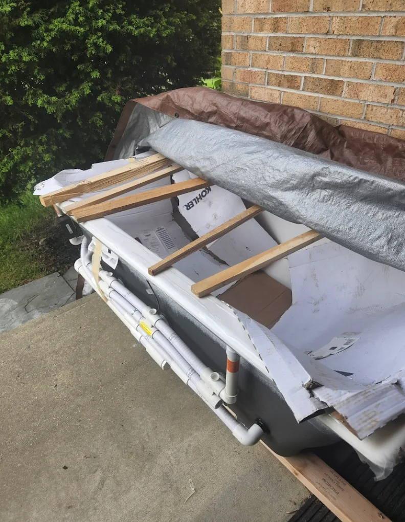 Kohler soaking tub, crated on site