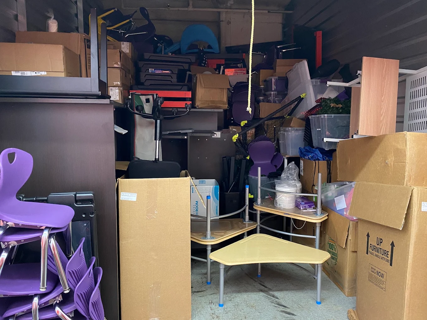 Classroom load-out, packed floor to ceiling
