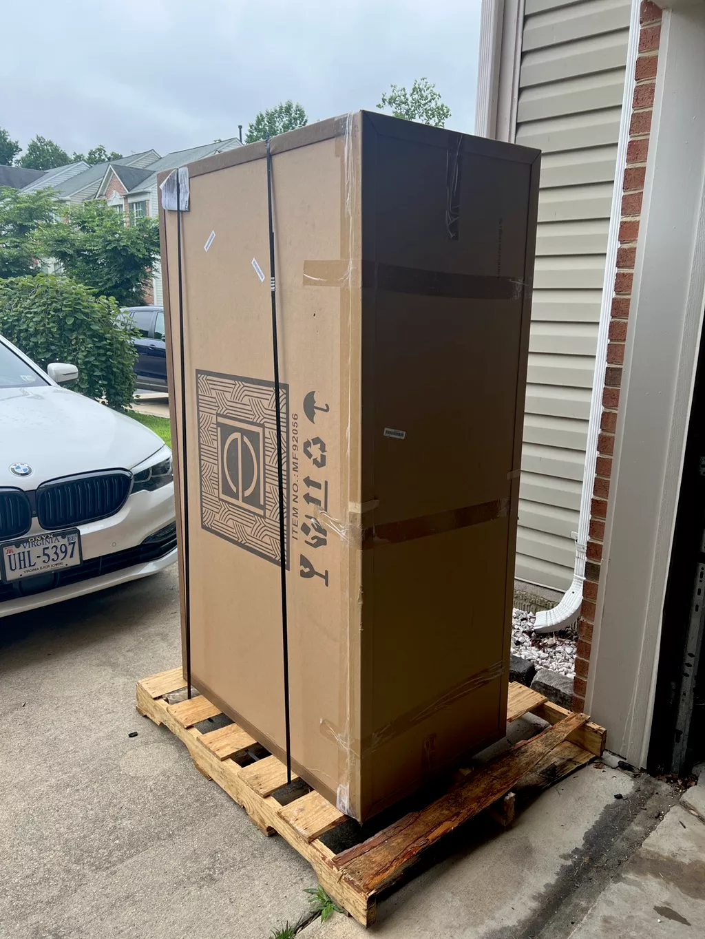 Crated armoire on a pallet