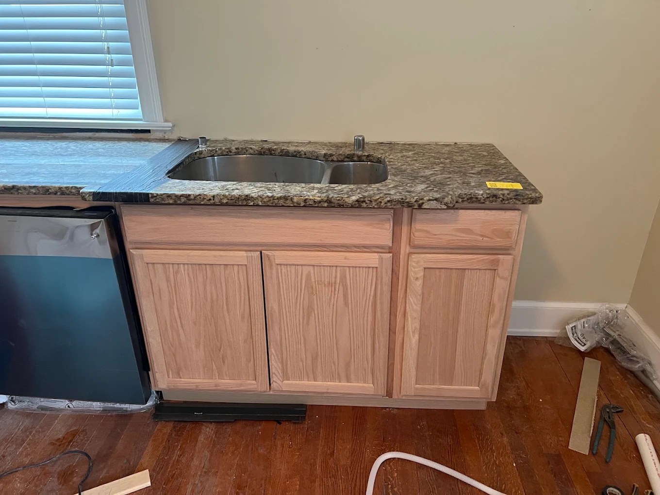 The same granite, set and sitting flush