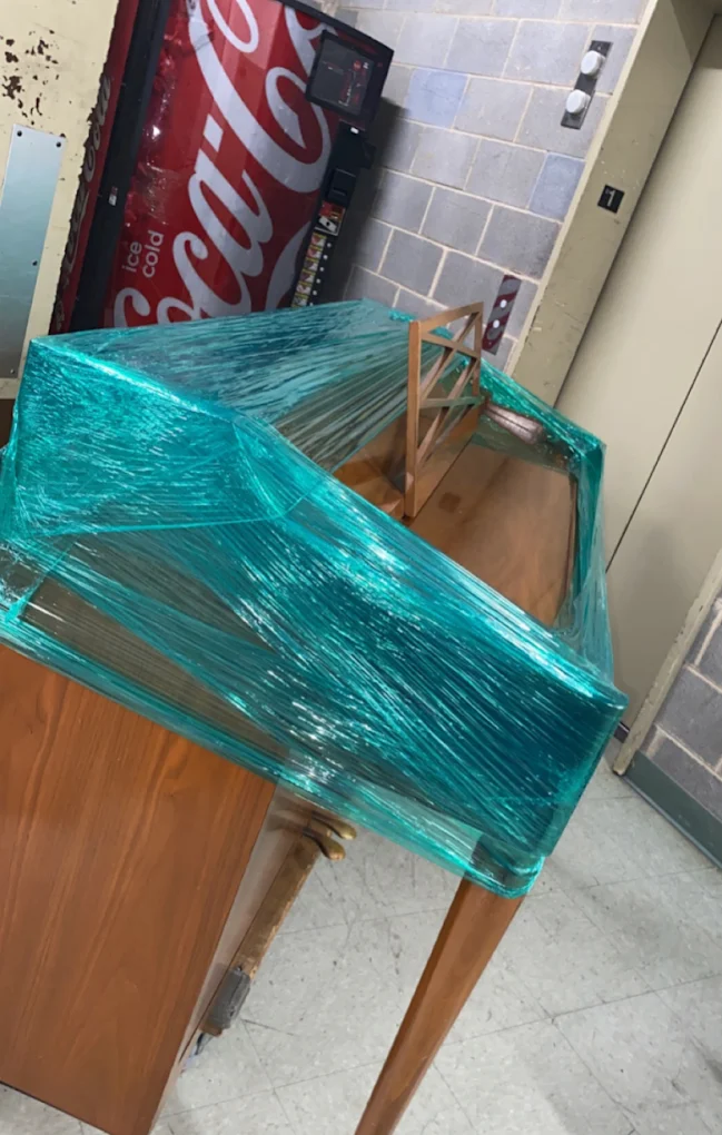 Antique writing desk filmed in green